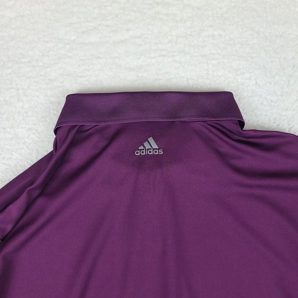 Adidas Polo Shirt Mens XL Purple Climacool Solid Golf Performance Short Sleeve